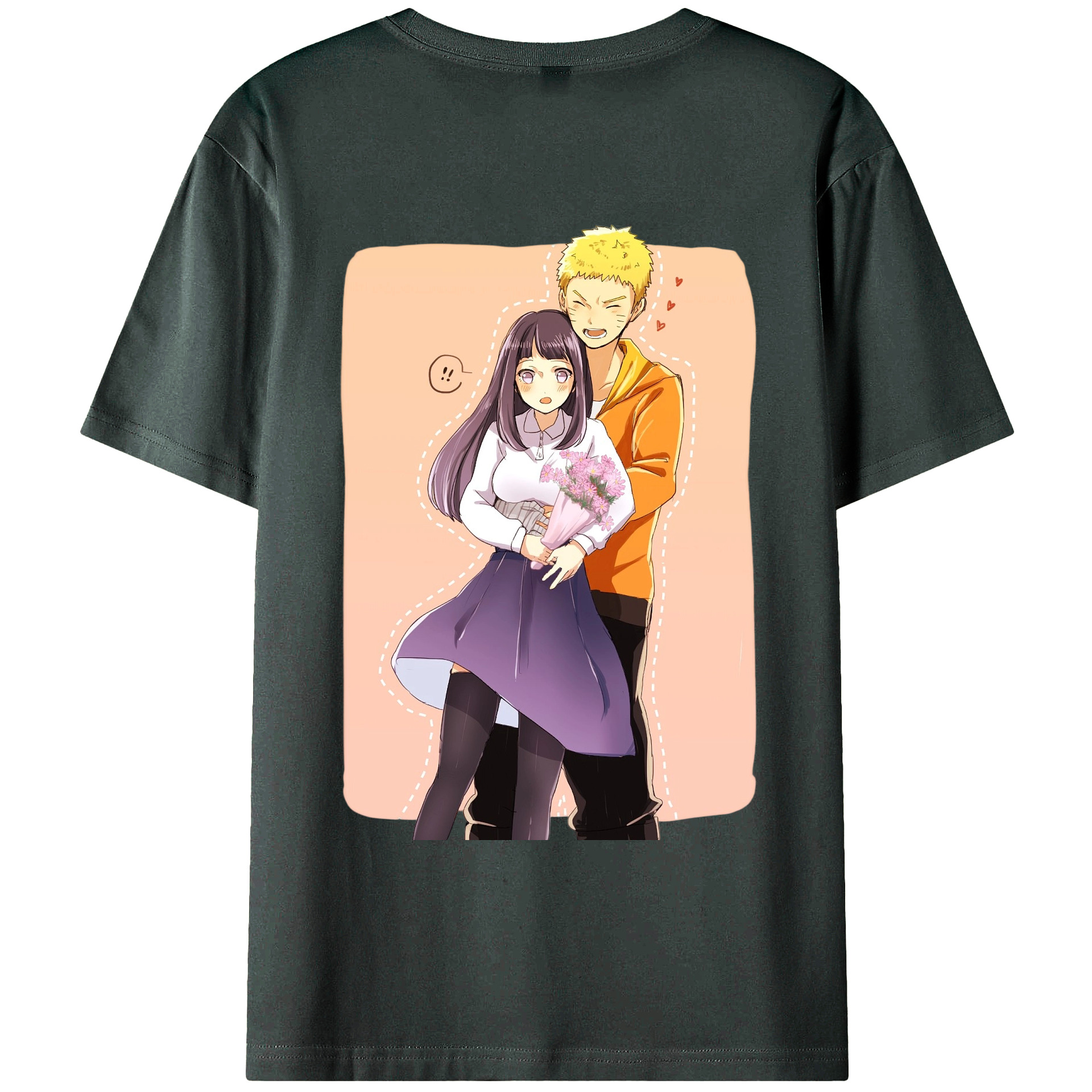 （画像用） NARUTO -ナルト- 日向ヒナタ Hyūga Hinata 綿100％ メンズ半袖Tシャツ（バックプリント） 通気性